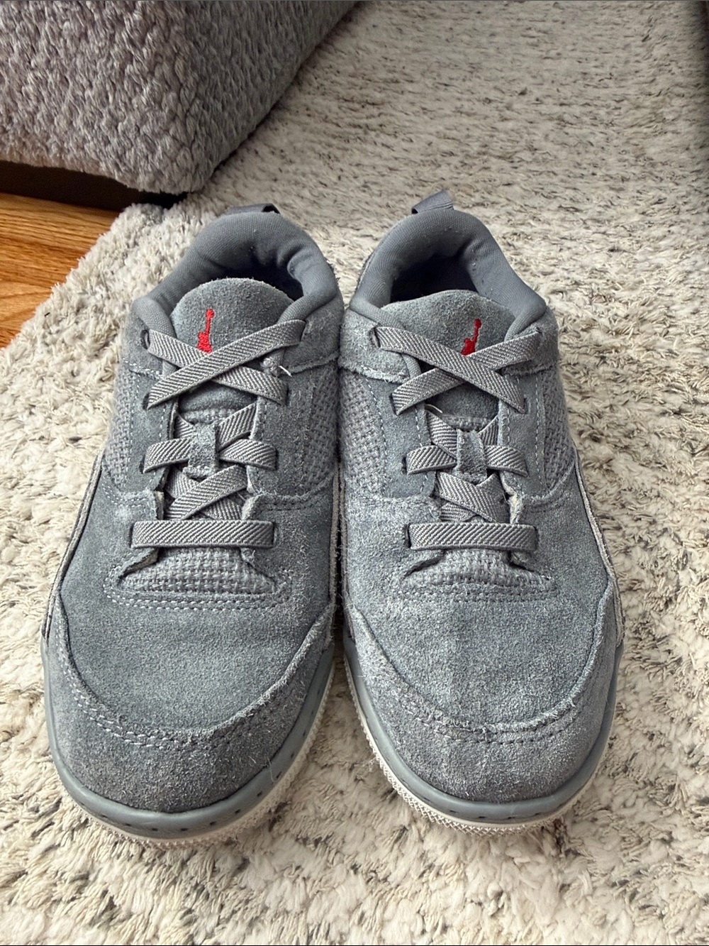 Jordan flight court Kids Gray Suede Sneakers